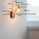 Axyaa Amber Glass Wood LED Wall Lamp with Switch for Living Room and Stair Lighting