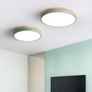 Axyaa Nordic Wooden LED Ceiling Light - Dimmable Round Ceiling Lamp for Home Decor