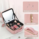Axyaa Lighted Makeup Bag: LED Mirror, 3 Light Modes, Travel-Friendly