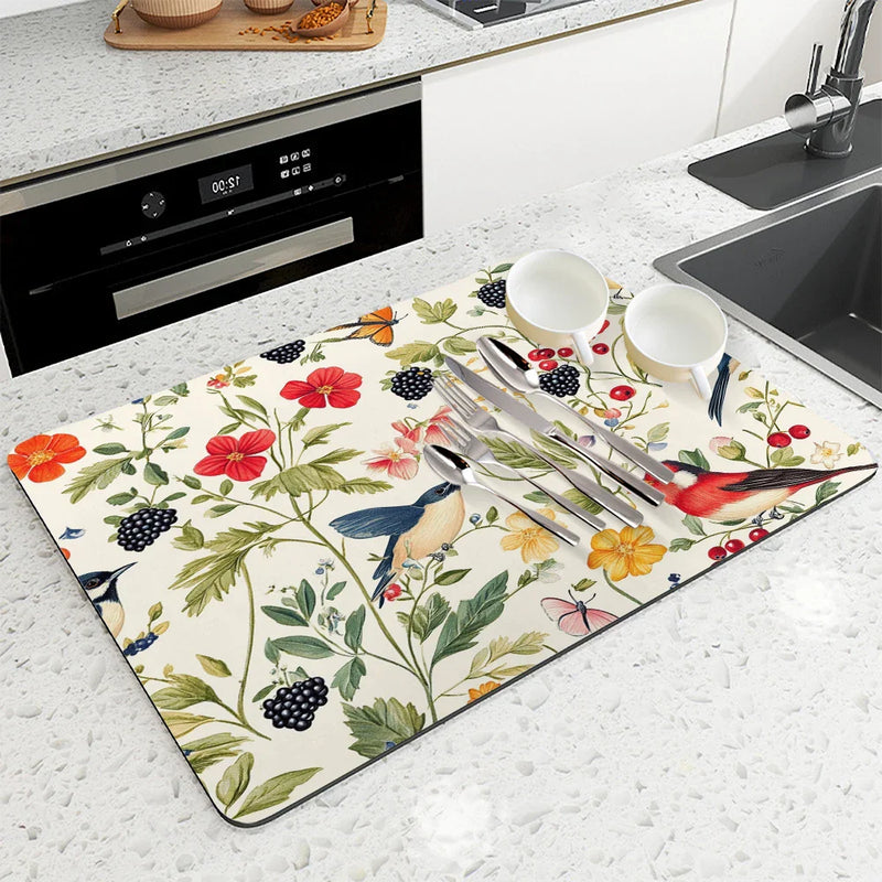 Axyaa Kitchen Absorbent Mat: Anti-skid, Quick Drain Pad for Dishes, Tableware, Bathroom.