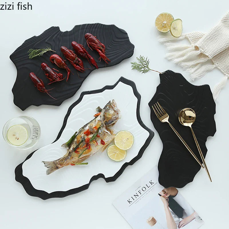 Axya Steak Shaped Plate Set: Ceramics Tableware for Sushi, Fruit, Seafood & More