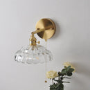 Axyaa Nordic LED Glass Wall Lights with Pull Chain Switch, Rotating Copper Bedside Lamp