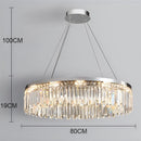 Axyaa Luxury Crystal LED Chandelier: Circular Silver Ceiling Light for Home Décor