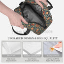 Axyaa Floral Insulated Lunch Bag Burnt Orange Navy Flowers Thermal Tote for Travel