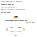 Axyaa Modern Gold Ring LED Pendant Chandelier, Dimmable Circle Living Room Light