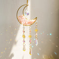 Axyaa Crystal Moon Star Suncatcher Wall Hanging Rainbow Maker for Spring Outdoor Decor