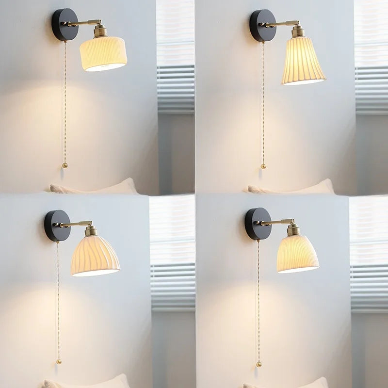 Axyaa White Ceramic LED Wall Sconce: Modern Nordic Decor Wall Lamp Sconce