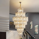 Axyaa Crystal Chandelier for Hollow Living Room - Elegant Luxury Lighting