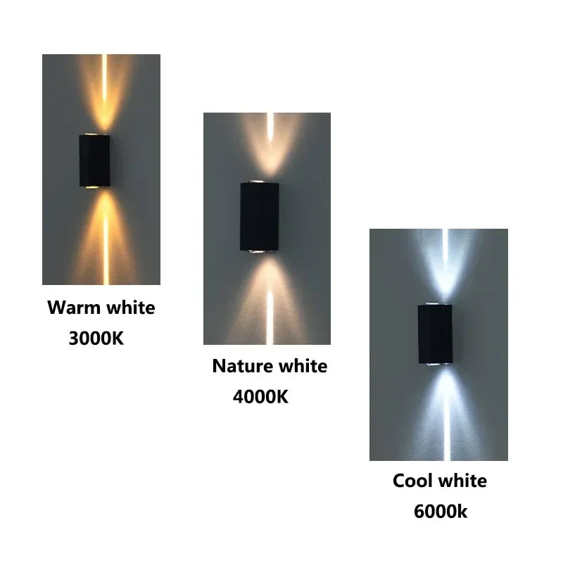 Axyaa Silver Aluminum COB 6W Outdoor Wall Sconces - Waterproof IP65 Up/Down Porch Light