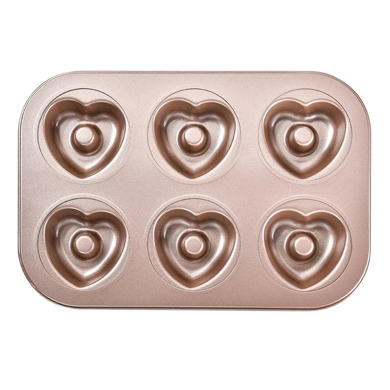 Axyaa 6 Hole Non-Stick Cake & Pastry Mould - Carbon Steel Baking Tray