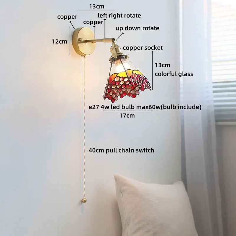 Axyaa Clear Glass Copper Arm LED Wall Sconce Wandlamp