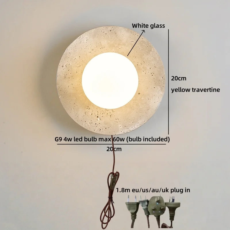 Axyaa Modern Nordic LED Wall Lamps Indoor Reading Yellow Travertine Wall Art Lighting