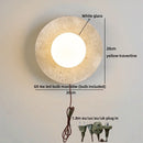 Axyaa Yellow Travertine LED Wall Sconce White Glass Ball Kitchen Bedside Lamp