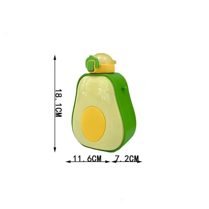 Axyaa Avocado Straw Water Bottle - Cute Creative Design for Kids Outdoor Sports