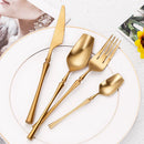 Axyaa 24-Piece Gold Stainless Steel Cutlery Set Flatware Knife Fork Spoon Mirror Matte