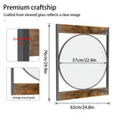 Axyaa Round Wood Metal Frame Mirror for Entryway Hallway Bedroom