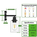 Axyaa Retro Iron Glass Wall Lamp for Bedroom, Corridor, Mirror LED Front Torch