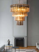 Axyaa Smokey Gray Glass Hanging Chandeliers for Dining Living Room Loft Bedroom
