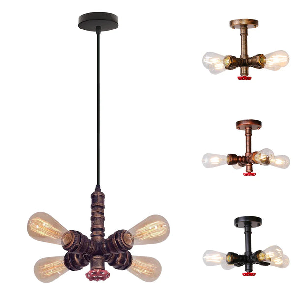 Axya Industrial Water Pipe Ceiling Light with 4 Lights for Living Room & Restaurant