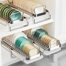 Axyaa Kitchen Bowl Dish Holder Hanger: Pull-Out Cabinet Rack Shelf Organizer