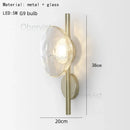 Axyaa Nordic Glass Wall Light 20cm Gold Black Metal Sconce