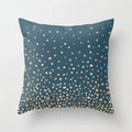 Axyaa Teal Blue Geometric Pillow Cases with Letter Leaves Plant Print, Deer Animal Design.