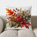 Axyaa Autumn Flowers & Berries Throw Pillow Cover for Sofa, Bedroom, Car
