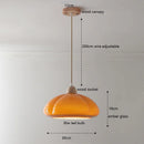 Axyaa Big Pumpkin Glass Pendant Light 30W Vintage Wood Hanging Lamp