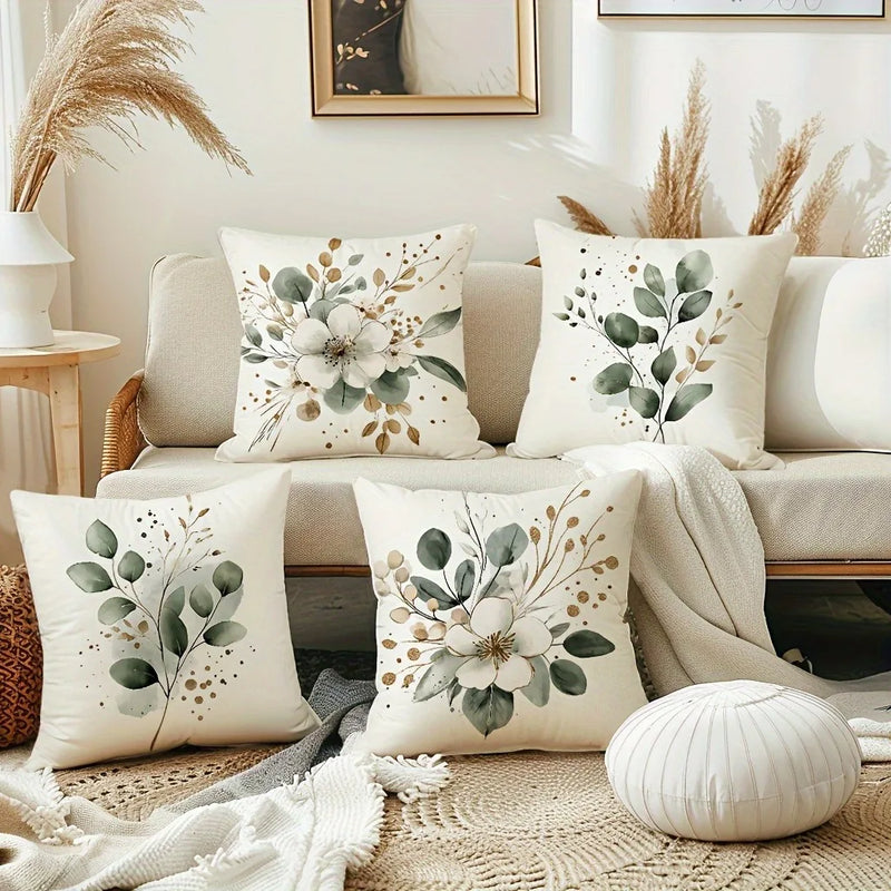 Axyaa Floral Leaf Pattern Pillowcase: Modern Minimalist Home Decor