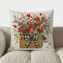 Axyaa Heart Flowers Wicker Basket Pillow Cover for Sofa, Bedroom, Car