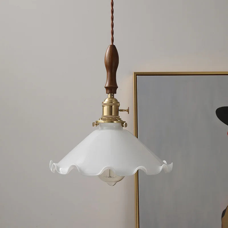 Axyaa White Glass LED Pendant Lamps Dining Living Room Nordic Hanging Light Fixtures