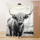 Axyaa Highland Cattle Print Blanket: Cozy Flannel Throw for Home & Travel