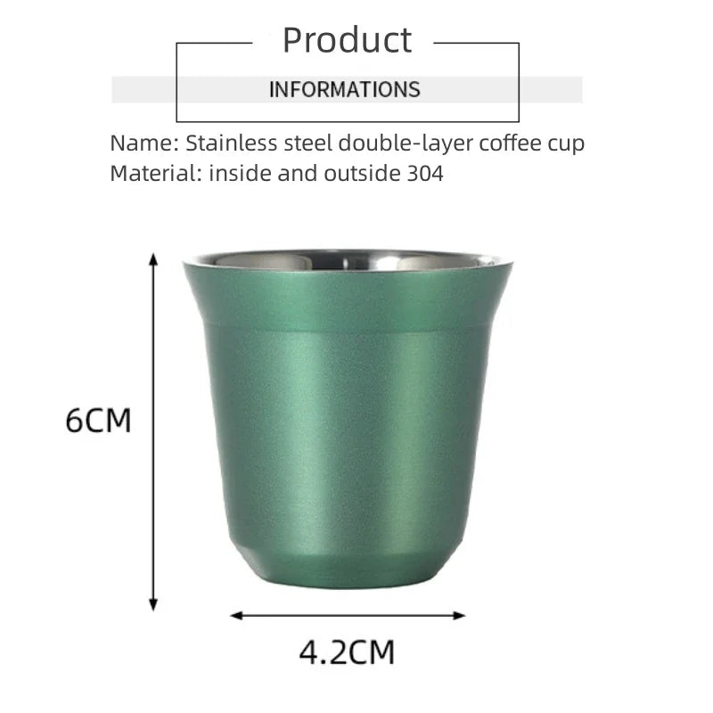 Axyaa 80ml Stainless Steel Double Wall Coffee Cup Set - Portable High Quality Insulated Drinkware