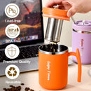 Axyaa Stainless Steel Insulated Travel Coffee Mug with Handle, Lid, Infuser