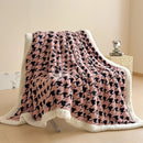 Axyaa Houndstooth Fleece Blanket Set & Pillowcase - Double Layer Thick Warm Blanket for Bed & Sofa