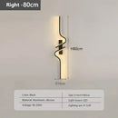 Axyaa Modern 60/80/100cm Black Aluminium Wall Lamp for Hallway, Corridor, and Bedside Decor.