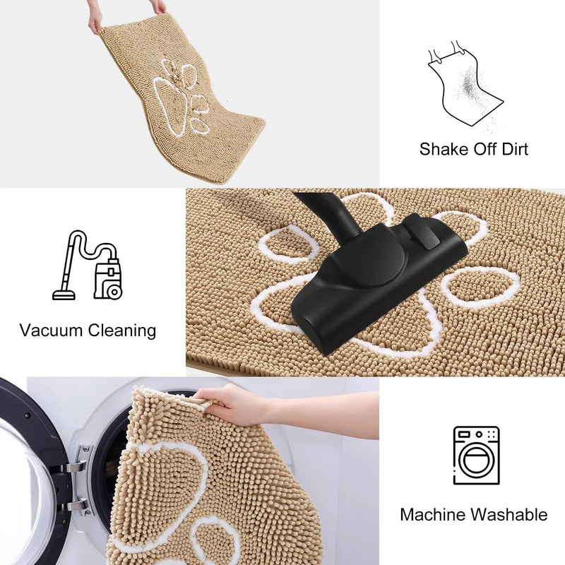 Axyaa Chenille Mud Mat: Quick Dry Dog Door Mat for Muddy Paws