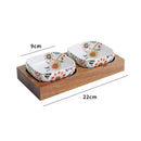 Axyaa Ceramic Fruit Bowl Double Grid Plate Living Room Snacks Refreshments