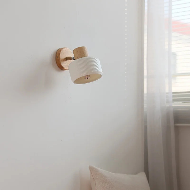 Axyaa Nordic LED Wall Sconce, Rotating White Ceramic Light for Home Decor