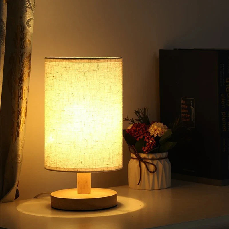 Axyaa Chinese Style LED Table Lamp Dimmable Night Light with Fabric Lampshade