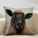 Axyaa Cattle and Sheep Cushion Cover for Home Decor - 45x45cm Linen Pillow