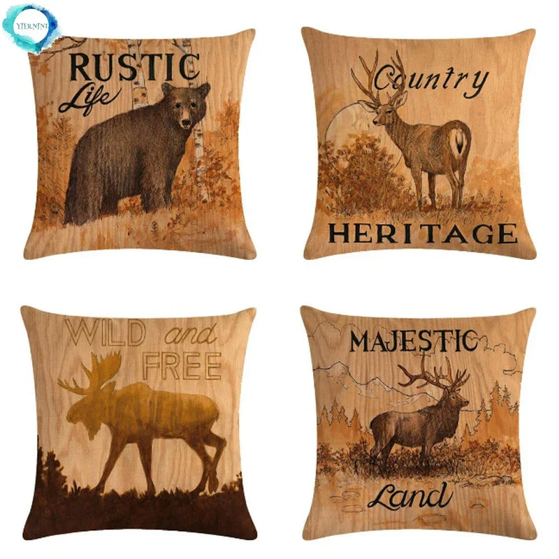 Axyaa Animal Pattern Cotton Linen Cushion Cover 45X45CM for Home Decor