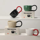 Axya Irregular Cartoon Ceramic Mug with Large Handle for Coffee & Tea
