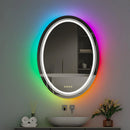 Axyaa Oval LED Bathroom Mirror: 600x800mm RGB Backlit, Dimmable, Anti-fog with Memory