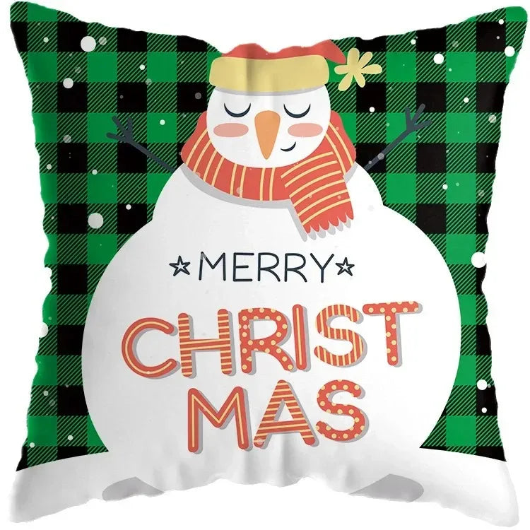 Cute Santa Claus Snowman Print Pillowcase for Axyaa Christmas Party Decor