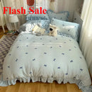 Axyaa Bow Lace Milk Fleece 4-Piece Set Coral Fleece Winter Bedding