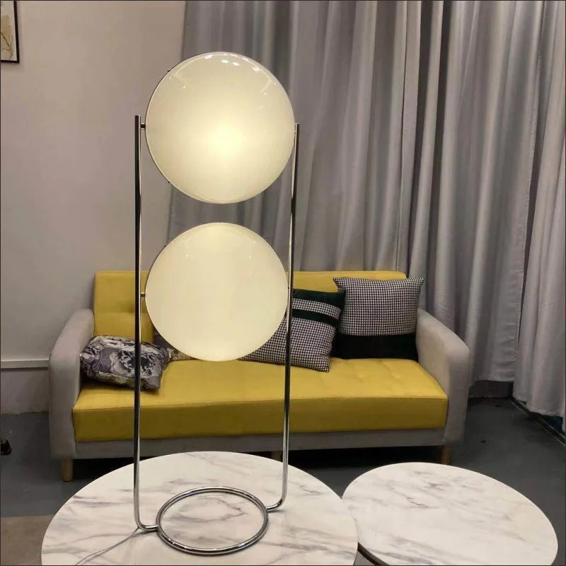 Axyaa Chrome LED Floor Lamp with Metal Ball Design and White Acrylic Lampshade