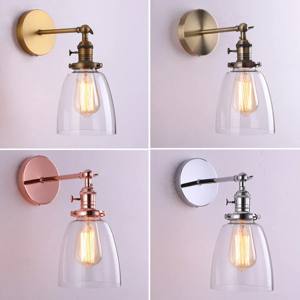 Axyaa Minimalist Glass Wall Lamps Antique Bronze Finish for Living Room Bedroom