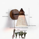Axyaa Wood Stone LED Wall Sconce, Mid Century Modern Bedroom Lamp