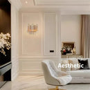 Axyaa Clear Grey Glass Wall Sconce - Modern Bedroom Lighting Fixtures